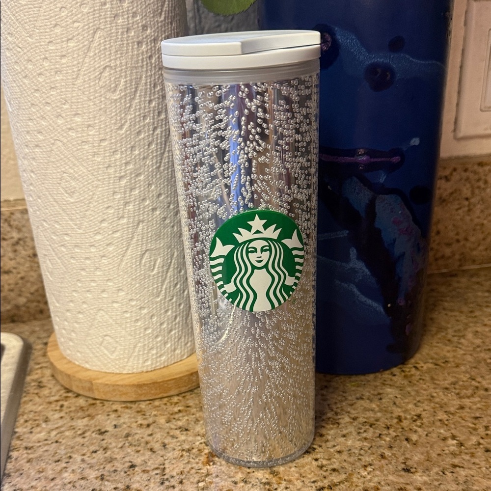 Starbucks | Silver Bubble Tumbler with Green Logo and White Lid